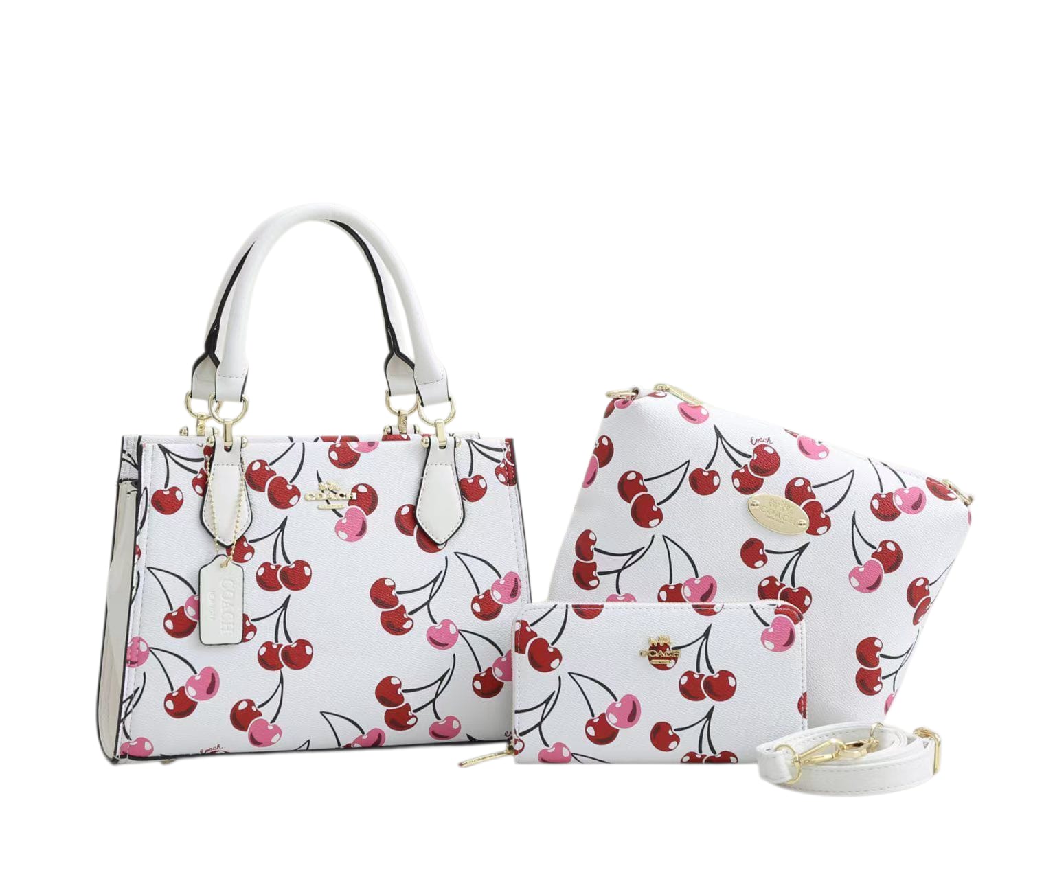 TRIO COACH BLANCO CON CHERRIES